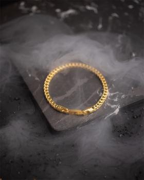 Preview: 5 mm breites Foxtail-Armband aus Edelstahl mit vergoldeter Oberfläche - Milia Gold